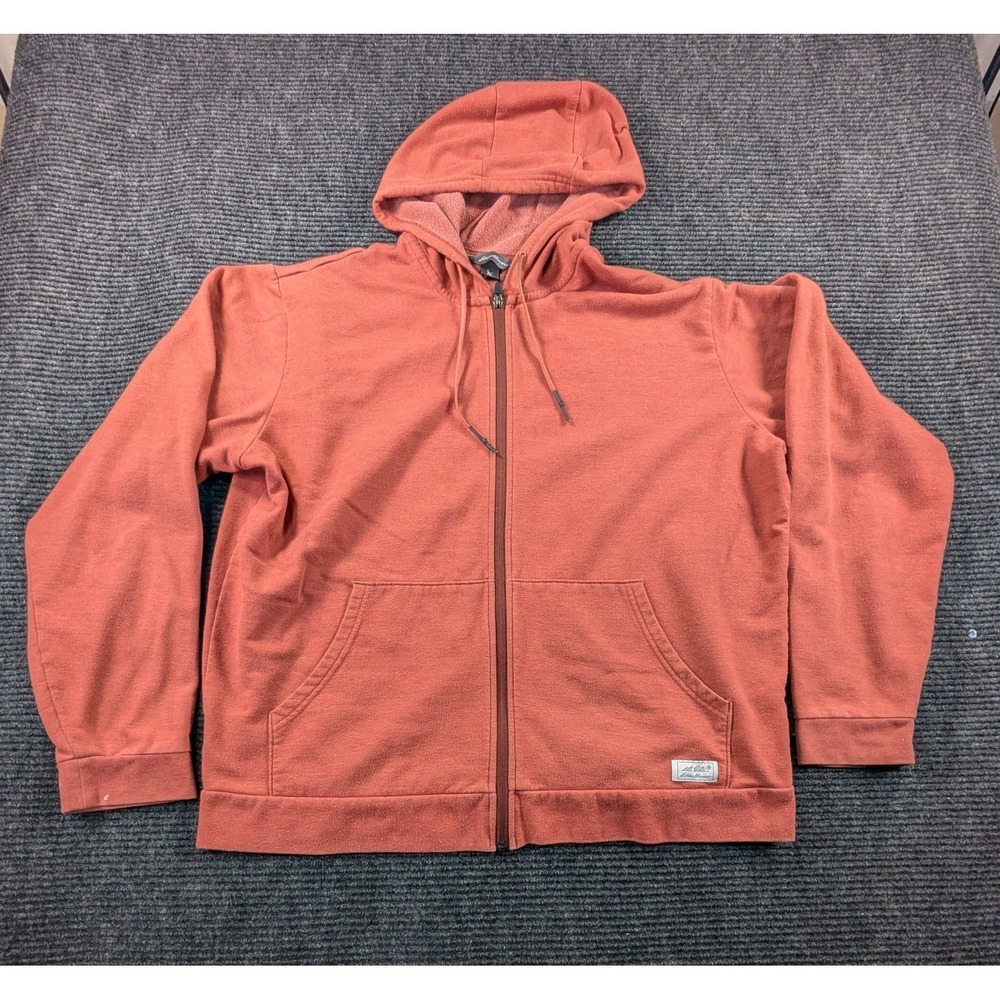 Eddie Bauer Mens XL Orange Fleece Lined Full Zip Gym Training Running Athleisure